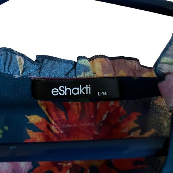 EShakti floral button front tunic women’s size Large-14 - Picture 2 of 10